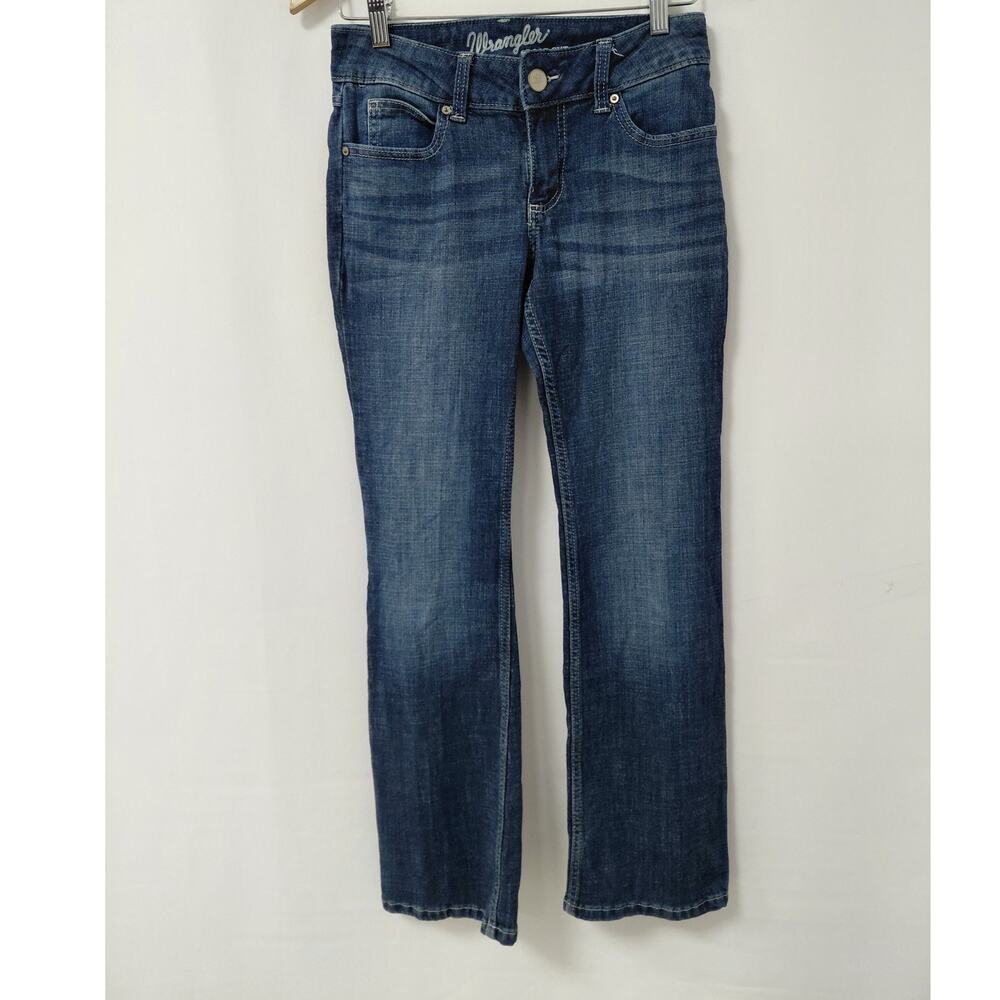 Wrangler Boot Cut Jeans Blue Solid Denim Men Size 3X30